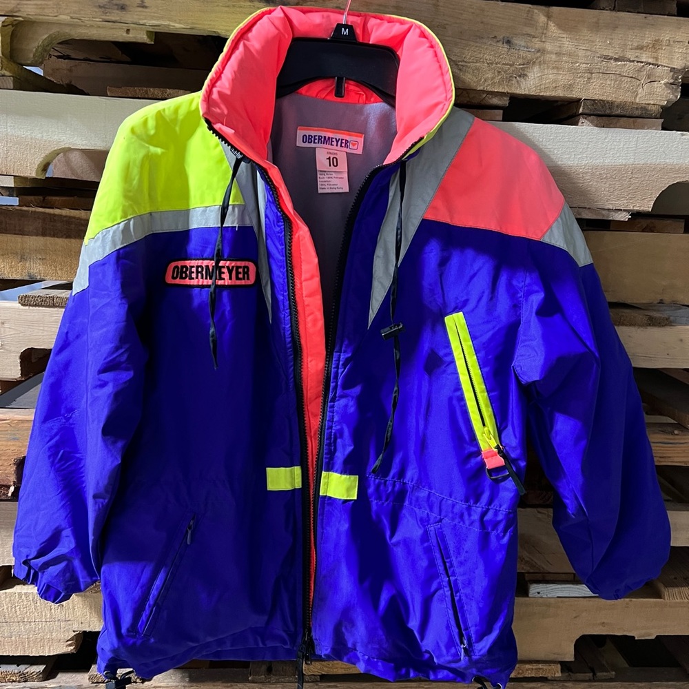 OBERMEYER snowboard jacket , awesome neon colors. Sz10